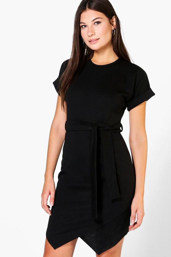 Maurie Asymmetirc Tie Waist Wrap Dress